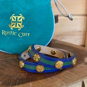 Rustic Cuff blue & green leather wrap bracelet